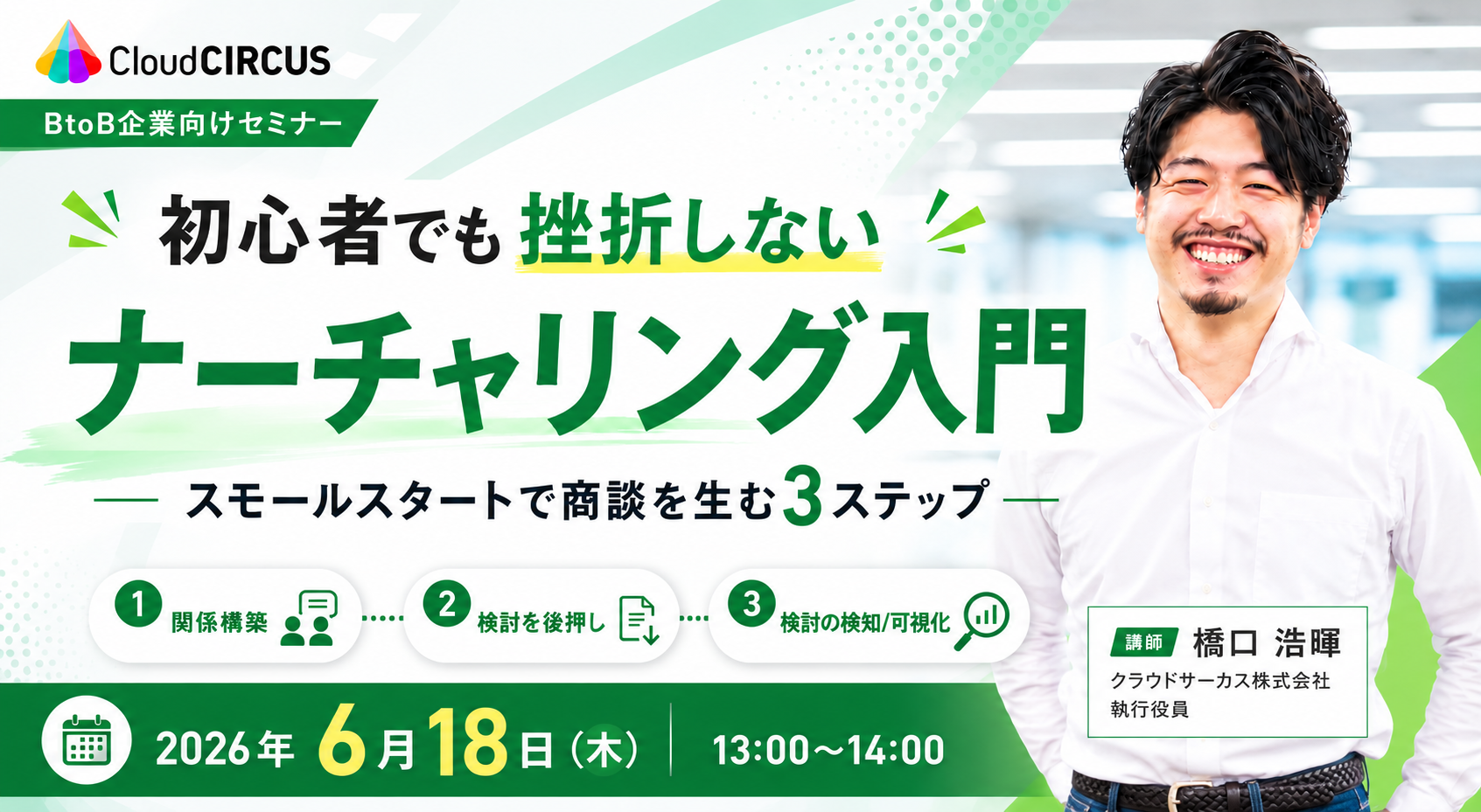 【6/18(木)】初心者でも挫折しないナーチャリング入門 ～スモールスタートで商談を生む3ステップ～